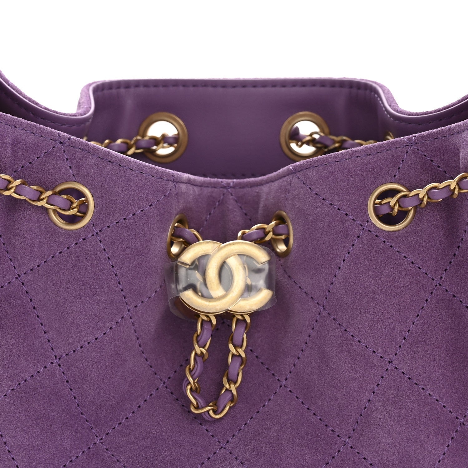 Chanel Suede Quilted Mini Chanel 25 Handbag Purple