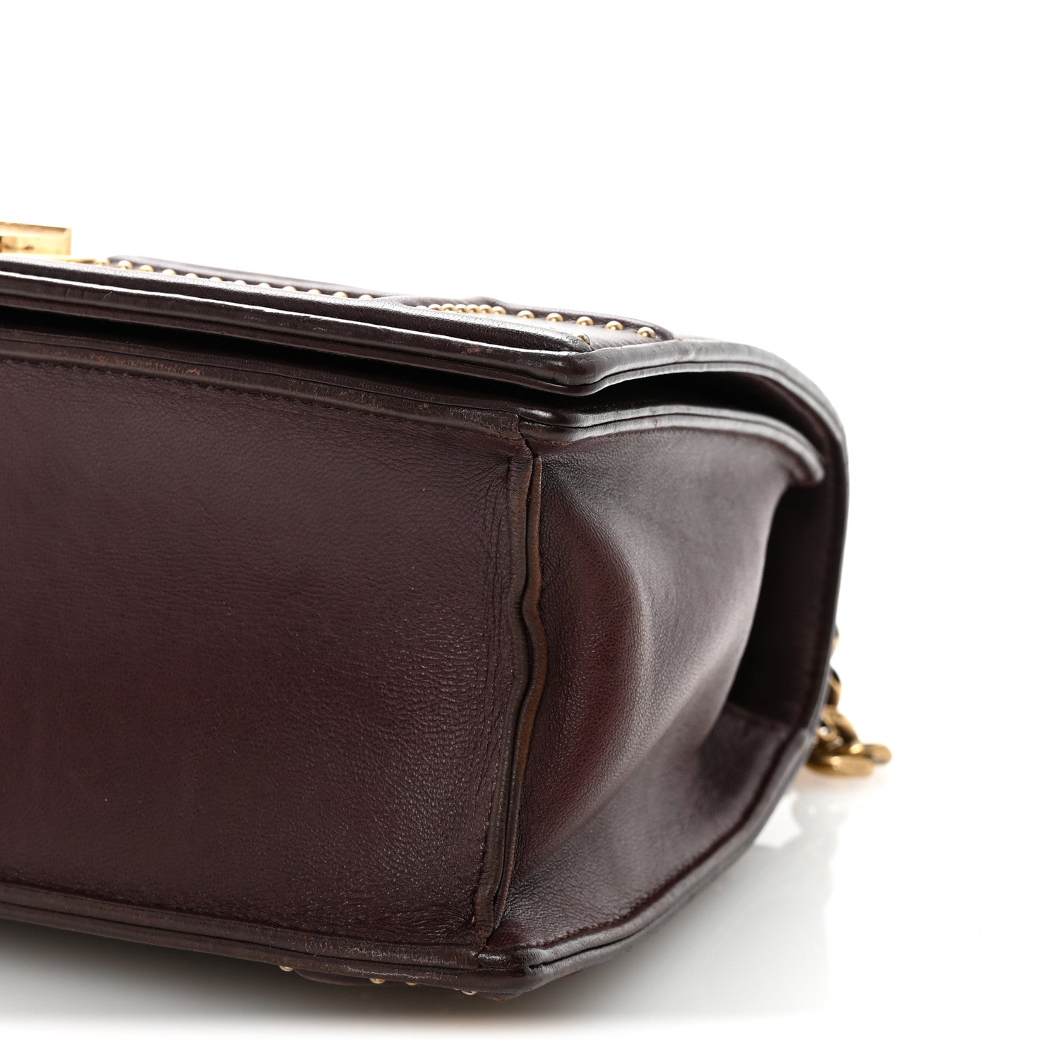 Christian Dior Lambskin Studded Medium Diorama Flap Bag Burgundy
