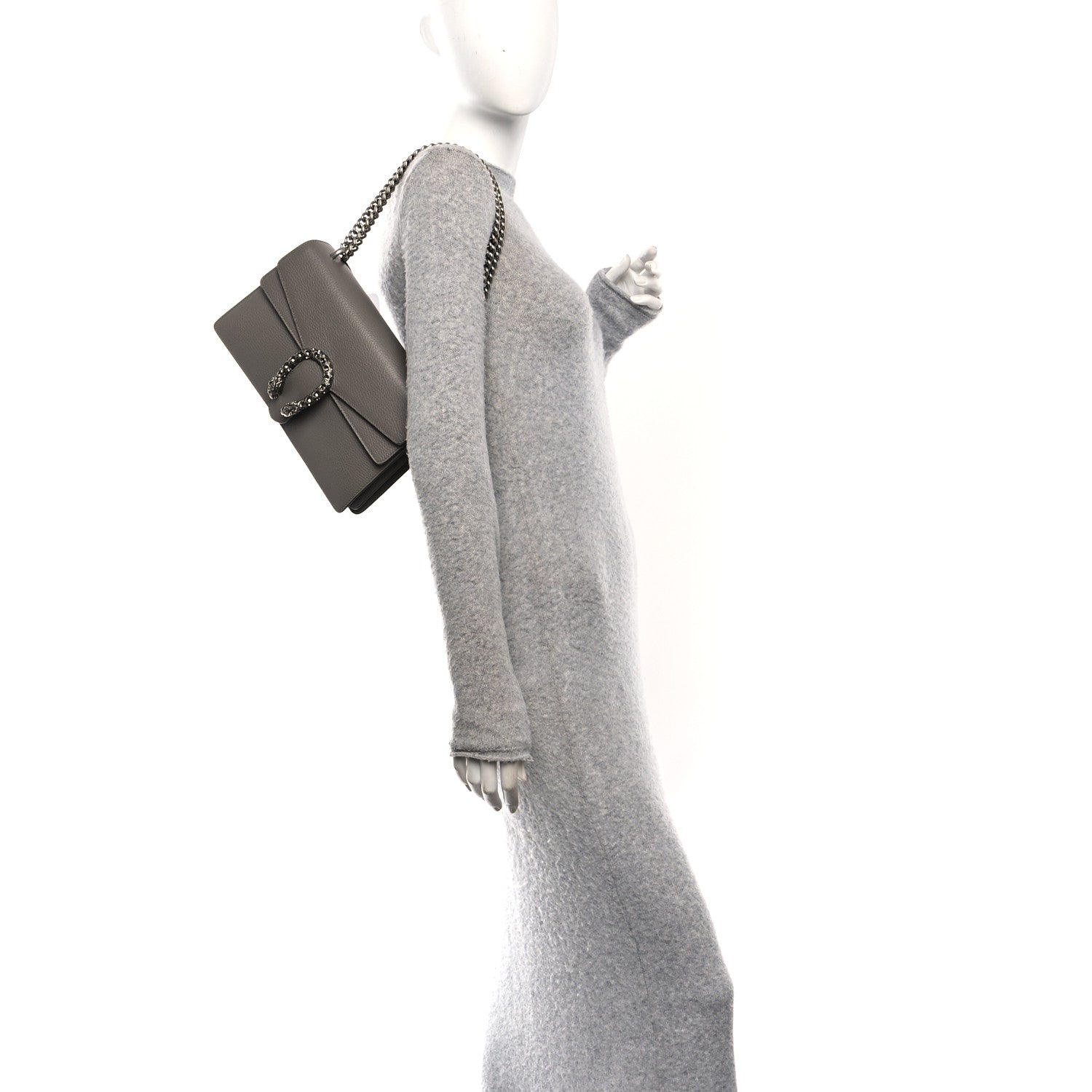 Gucci Pebbled Calfskin Small Dionysus Shoulder Bag Dusty Grey