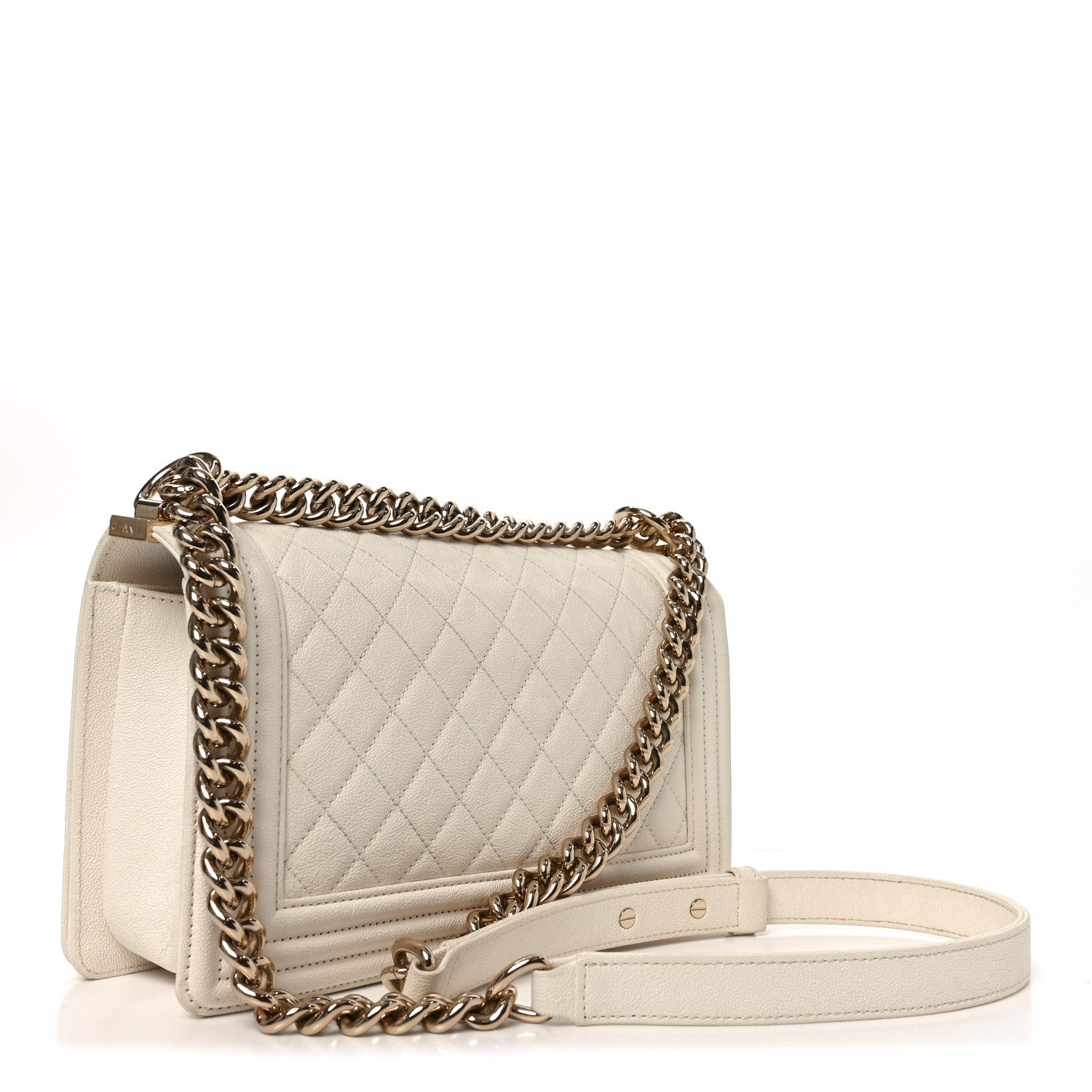Chanel Caviar Quilted Medium Boy Flap White
