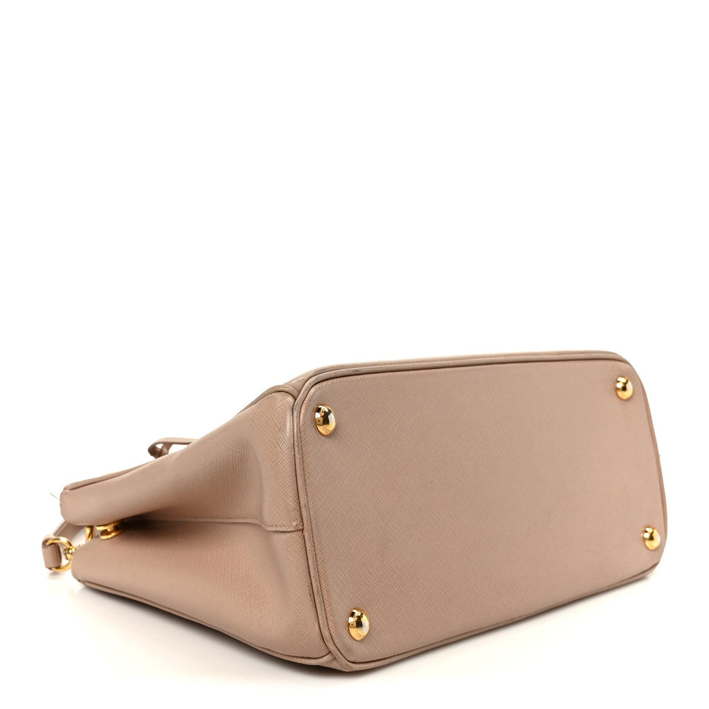 Prada Saffiano Small Galleria Double Zip Tote Cammeo