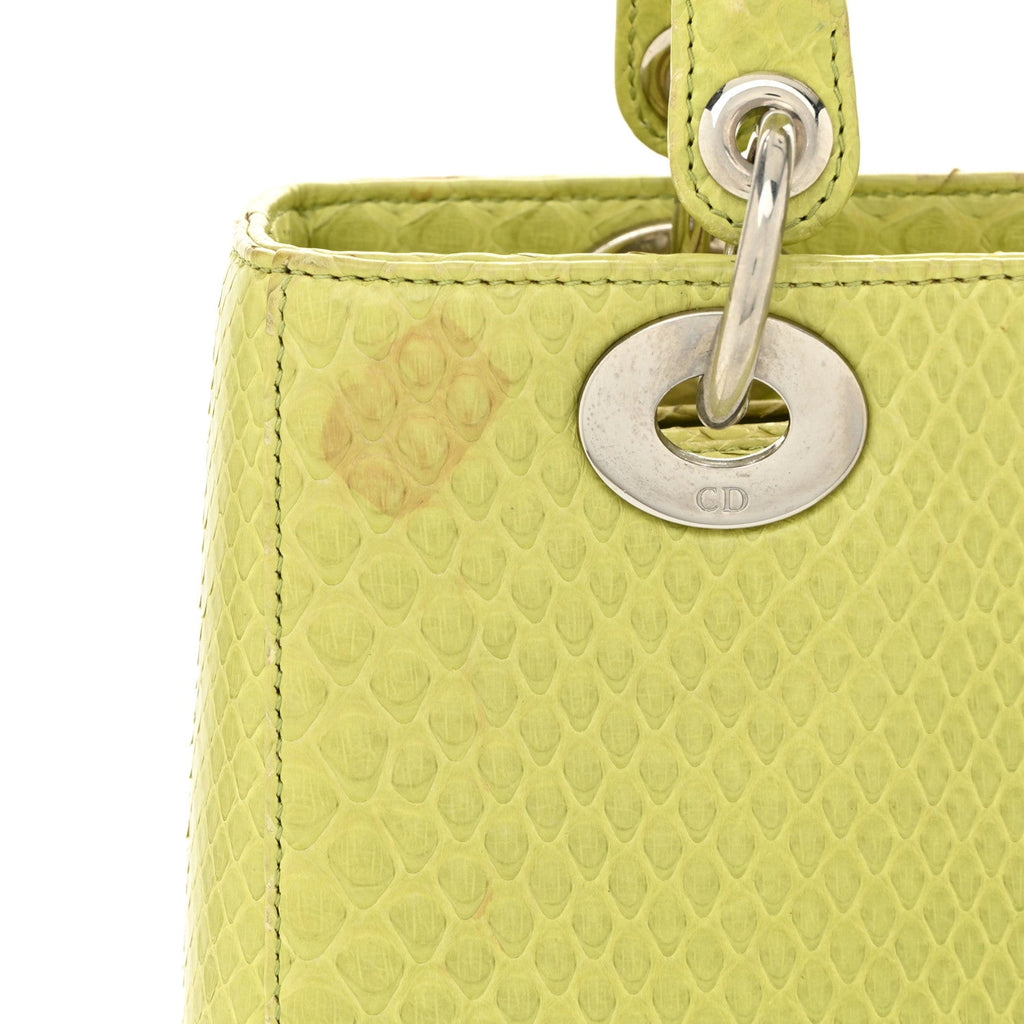 Christian Dior Snakeskin Medium Lady Dior Green
