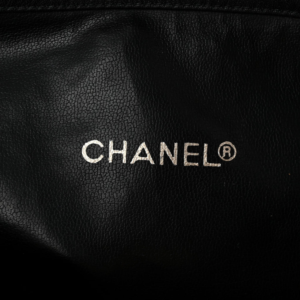 Chanel Grained Calfskin Quilted Drawstring Bucket Bag Black