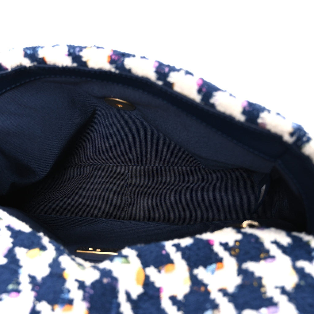 Chanel Tweed Quilted Medium Chanel 19 Flap Ecru Navy Blue Multicolor