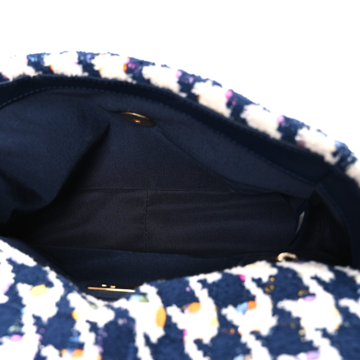 Chanel Tweed Quilted Medium Chanel 19 Flap Ecru Navy Blue Multicolor