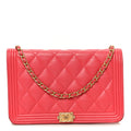 Chanel Caviar Quilted Boy Wallet On Chain WOC Dark Pink