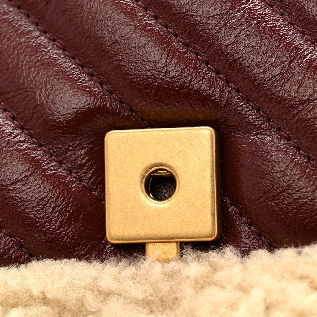 Gucci Azalea Calfskin Wool Matelasse Diagonal Small GG Marmont Shoulder Bag Sand Desert