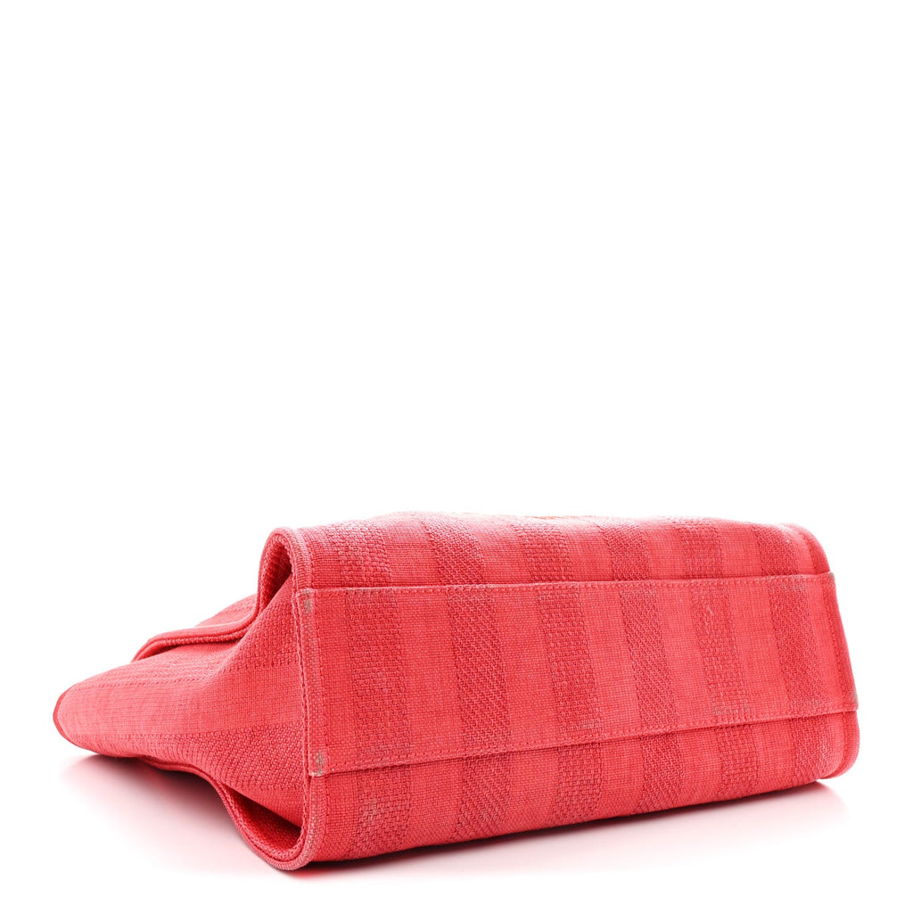 Chanel Mixed Fibers Striped Small Deauville Tote Red