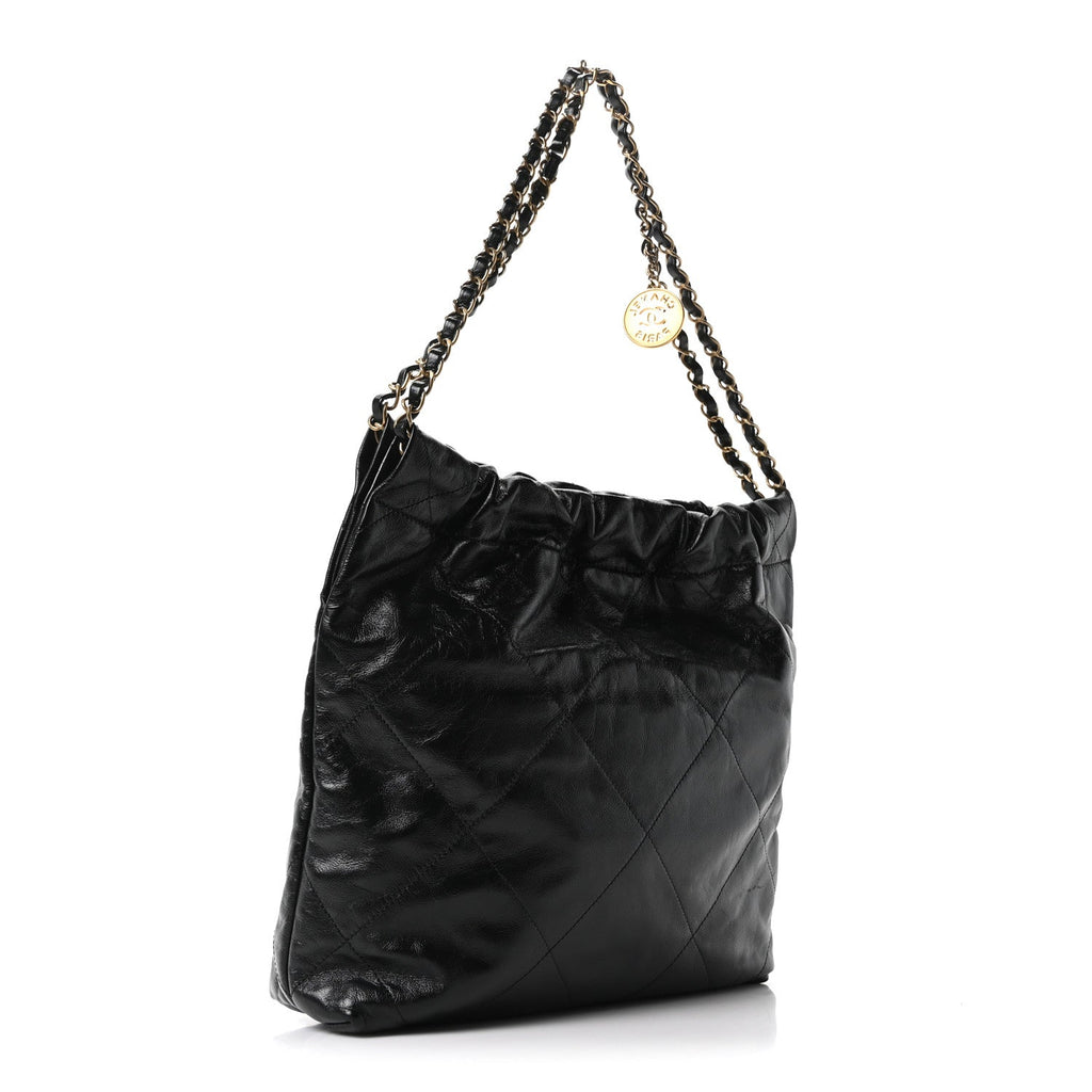 Chanel Shiny Calfskin Quilted Small Chanel 22 Black