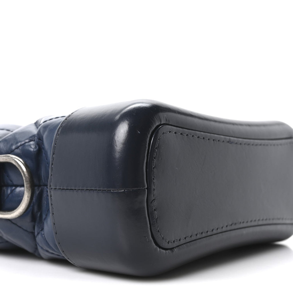 Chanel Aged Calfskin Quilted Small Gabrielle Hobo Navy