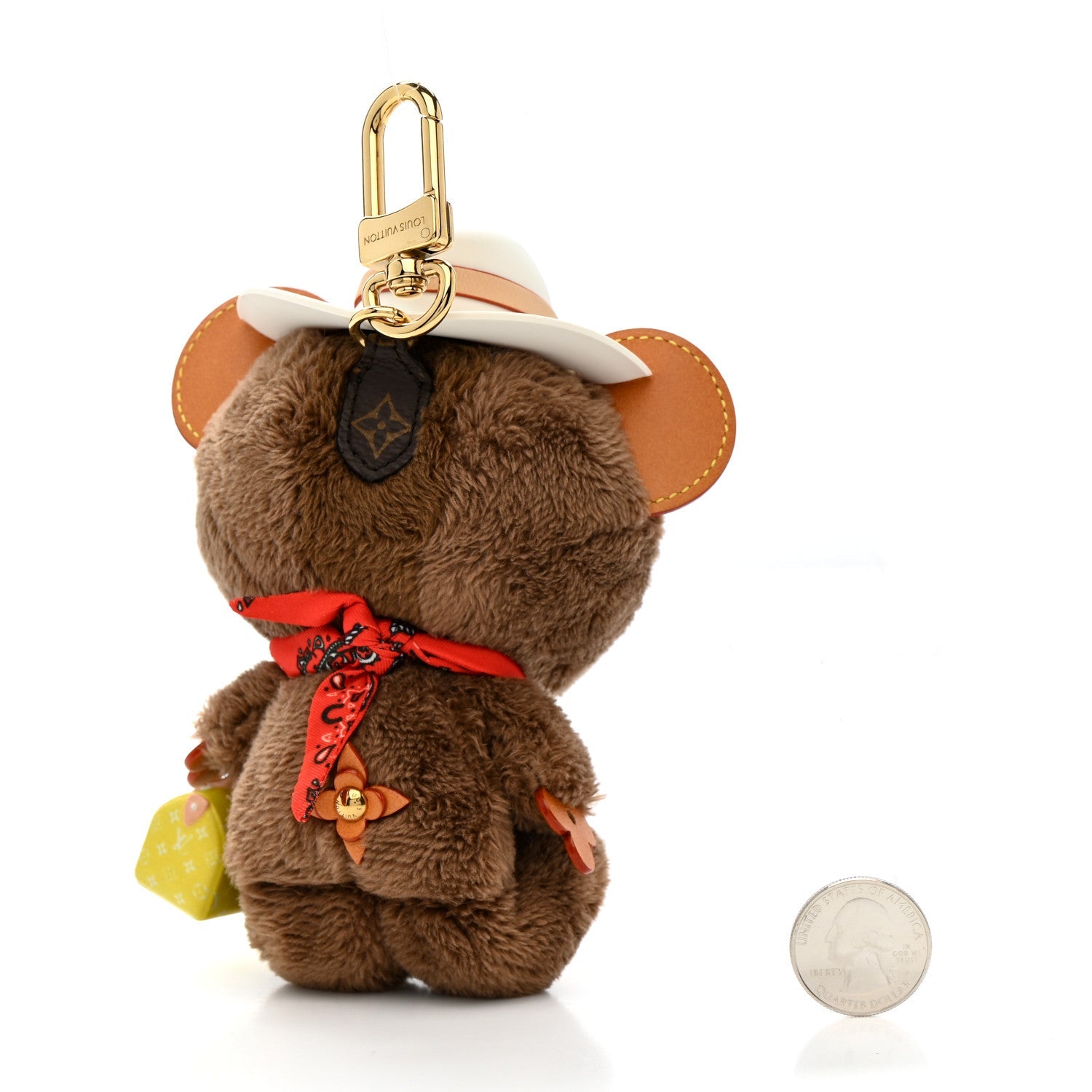 Louis Vuitton Faux Fur LV Louis Bear Western Bag Charm Key Holder Red