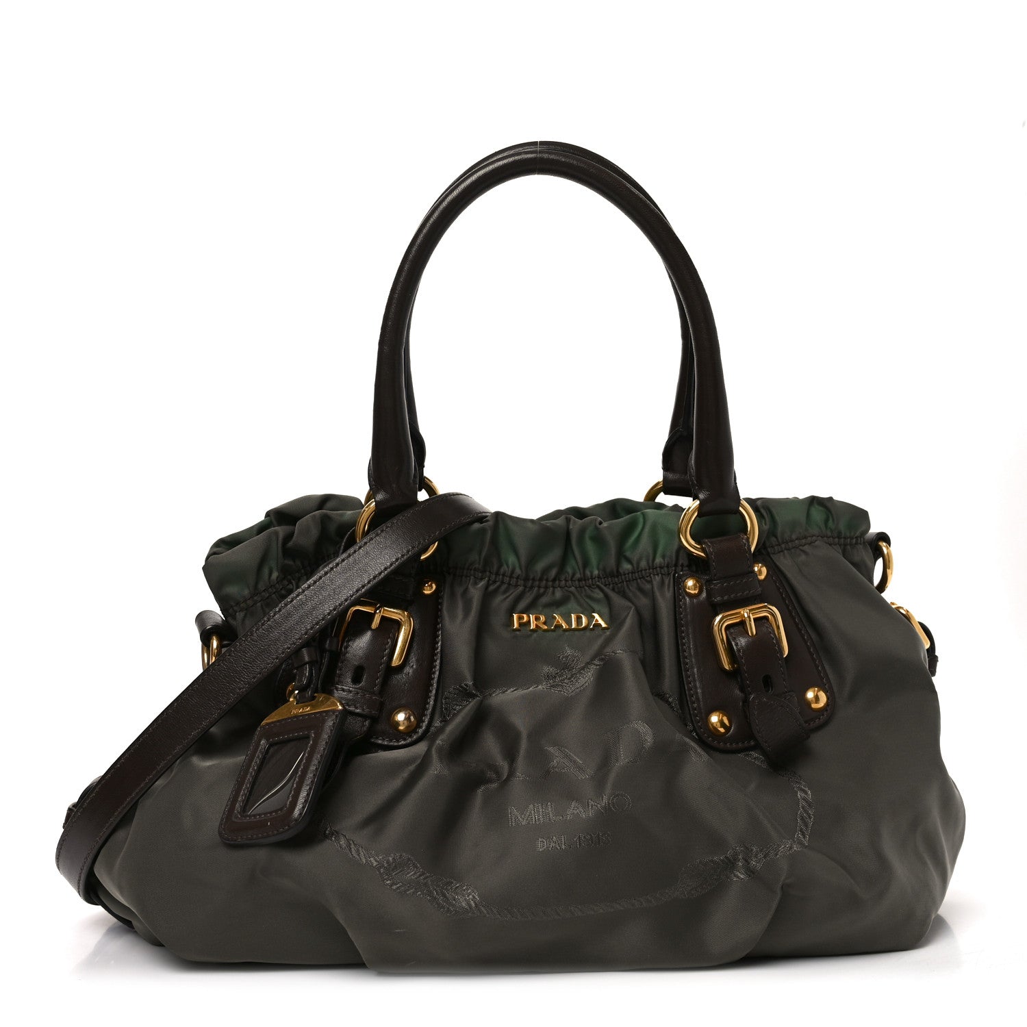 Prada Tessuto Nylon Jacquard Logo Tote  Bruciato Sughero