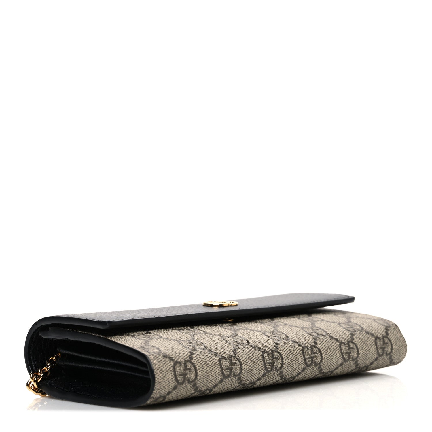 Gucci Dollar Calfskin GG Supreme Monogram Petite GG Marmont Wallet Chain Bag Black Beige Ebony