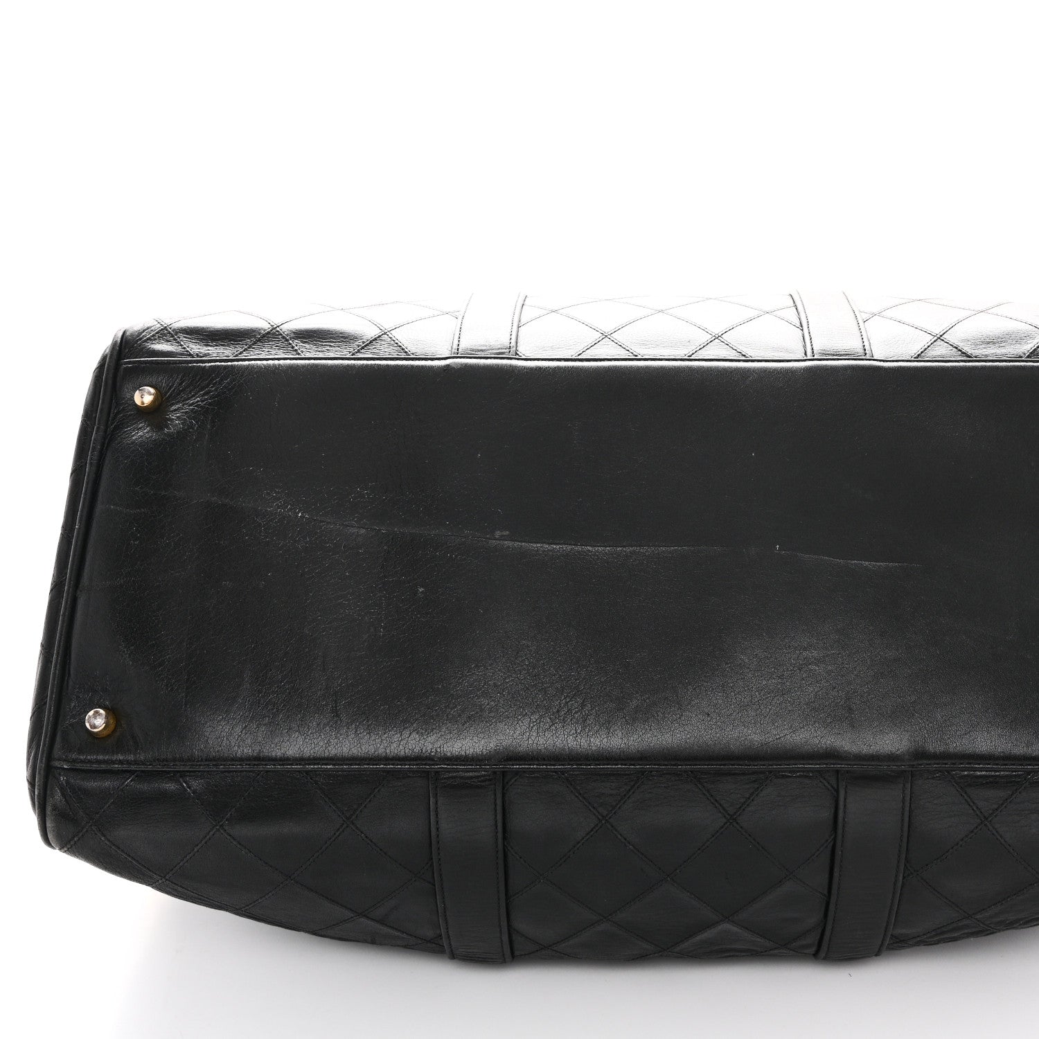 Chanel Calfskin Stitched Duffle Travel Bag Black