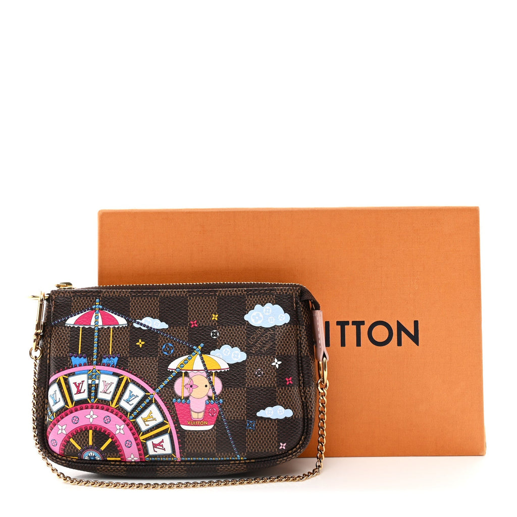 Louis Vuitton Damier Ebene 2020 Christmas Animation Big Wheel Mini Pochette Accessories Rose Ballerine