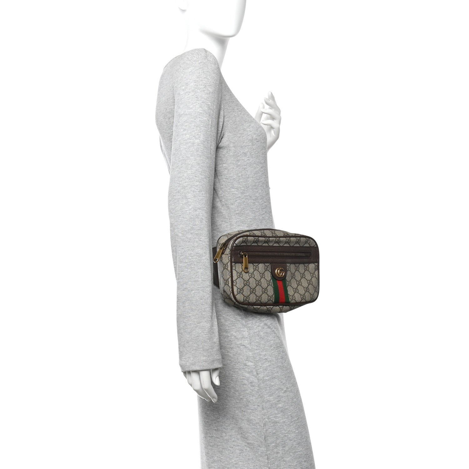 Gucci Soft GG Supreme Monogram Medium Ophidia Belt Bag Dark Brown
