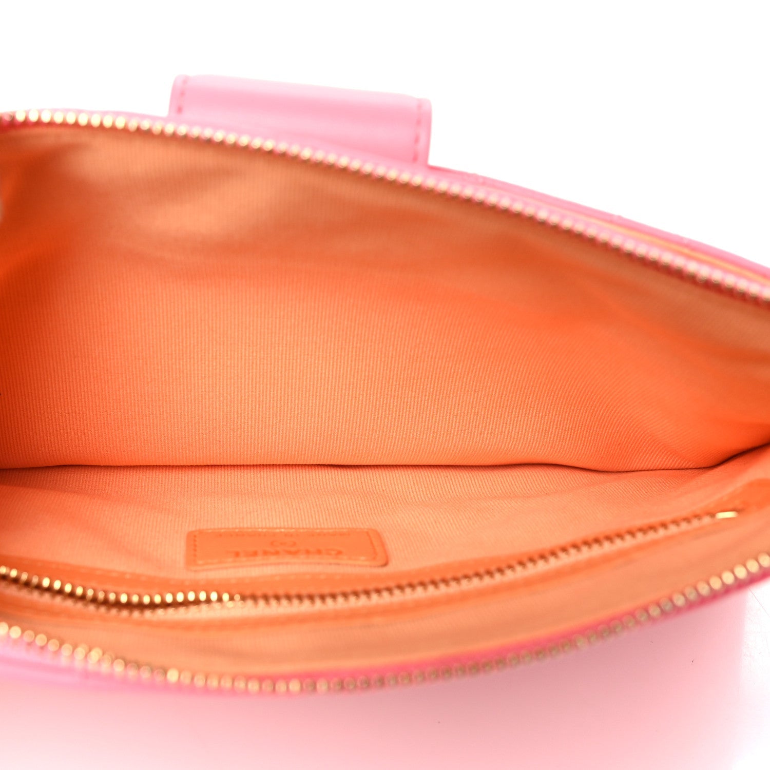 Lambskin Quilted Sunset Boulevard Pouch Case Coral Orange