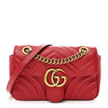 Gucci Calfskin Matelasse Mini GG Marmont Shoulder Bag Hibiscus Red