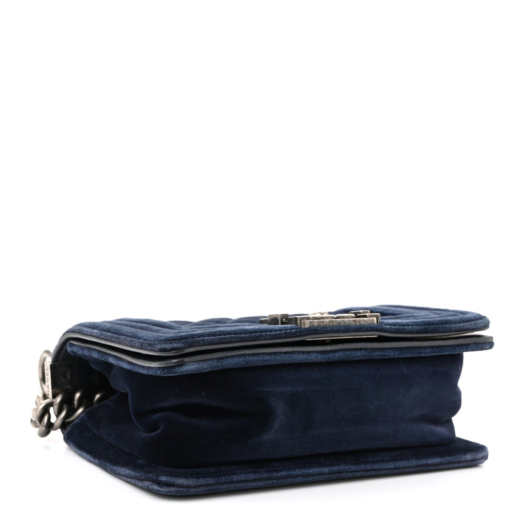 Chanel Velvet Quilted Small Boy Flap Blue