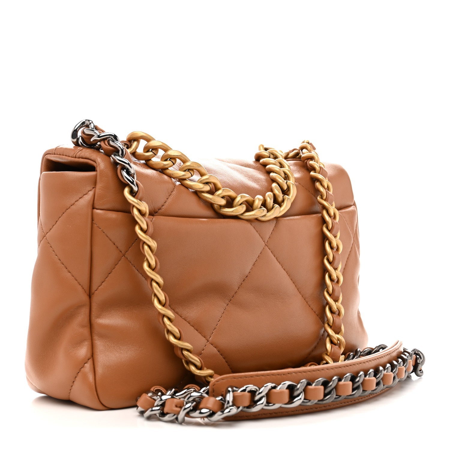 Chanel Lambskin Quilted Medium Chanel 19 Flap Brown