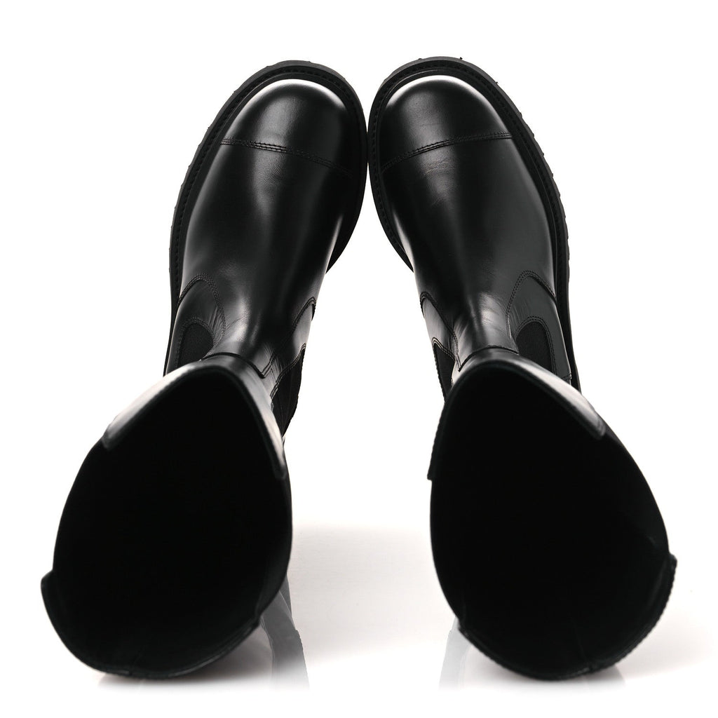Calfskin Cap Toe CC Tall Boots 37.5 Black