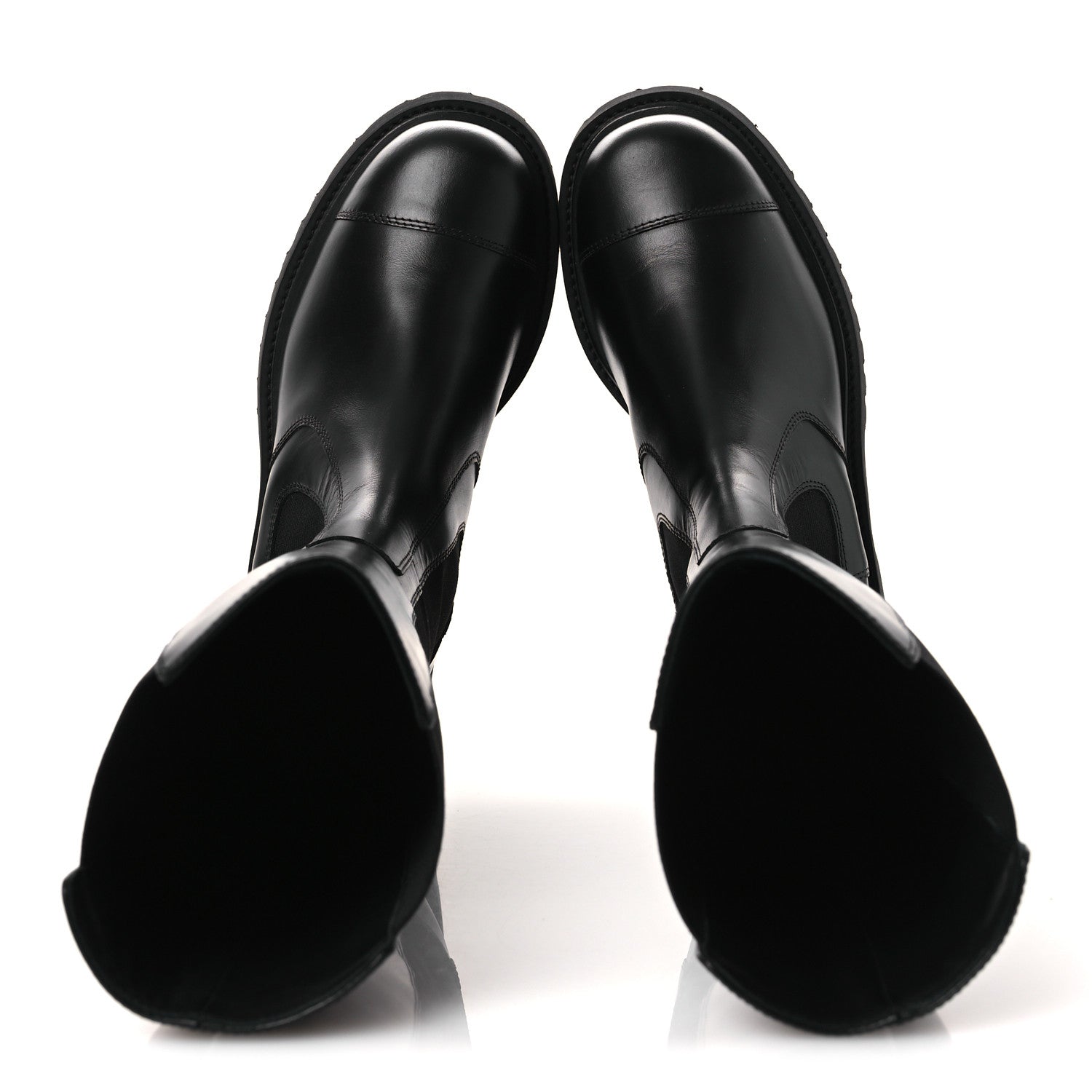 Calfskin Cap Toe CC Tall Boots 37.5 Black