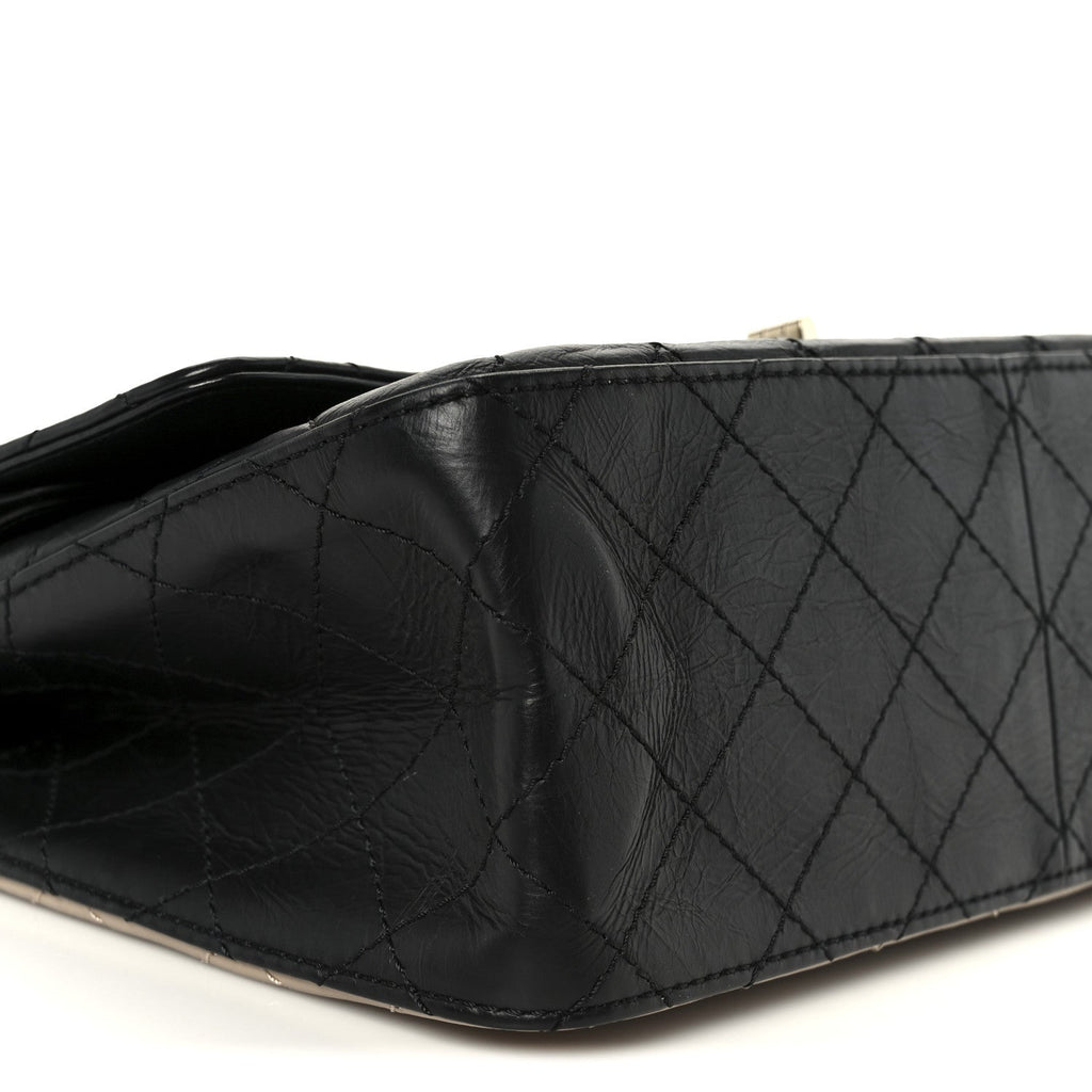 Chanel Aged Calfskin Quilted 2.55 Reissue 226 Flap Beige Black