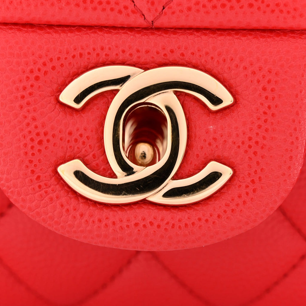 Chanel Caviar Quilted Medium Double Flap Red