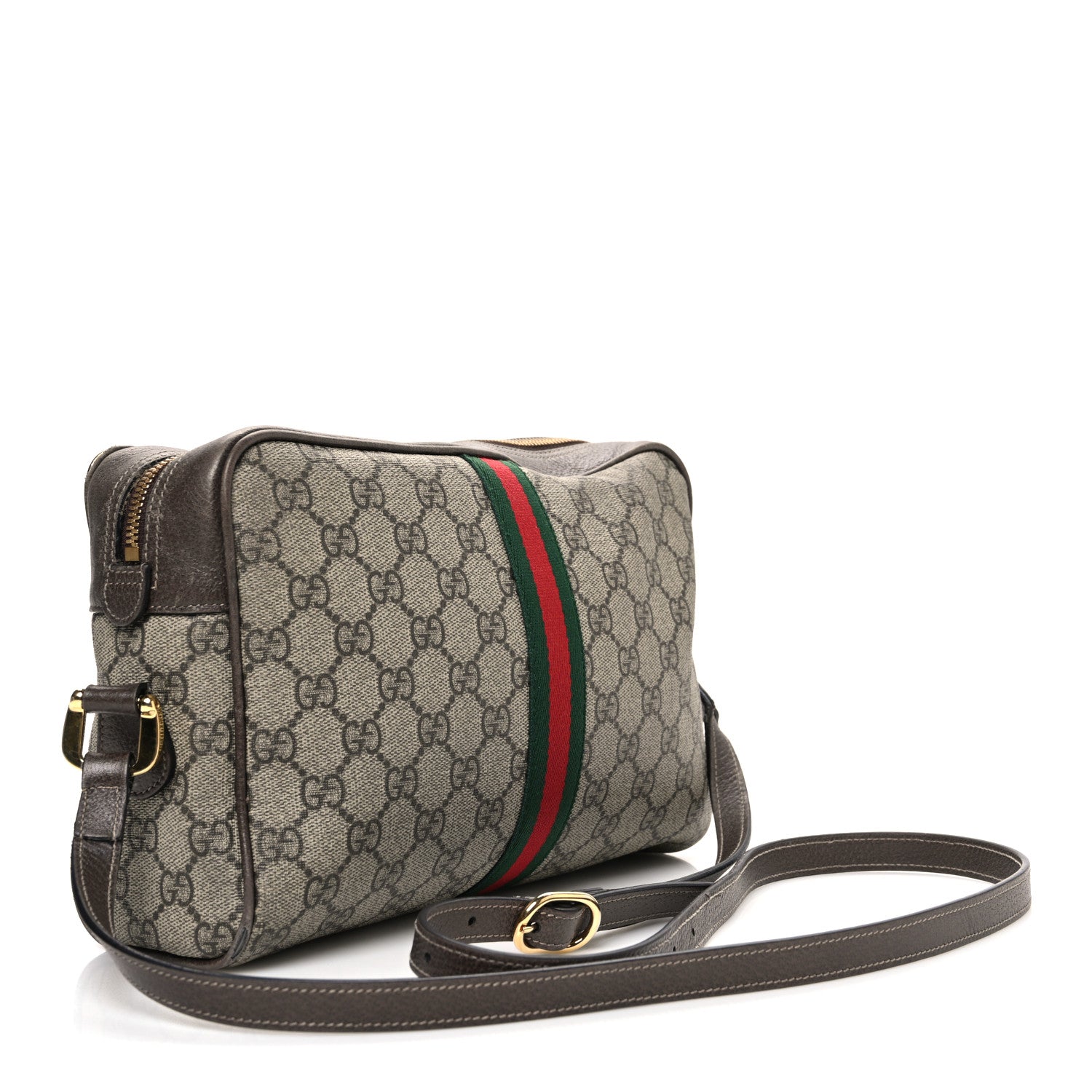 Gucci GG Supreme Monogram Web Small Ophidia Shoulder Bag Brown
