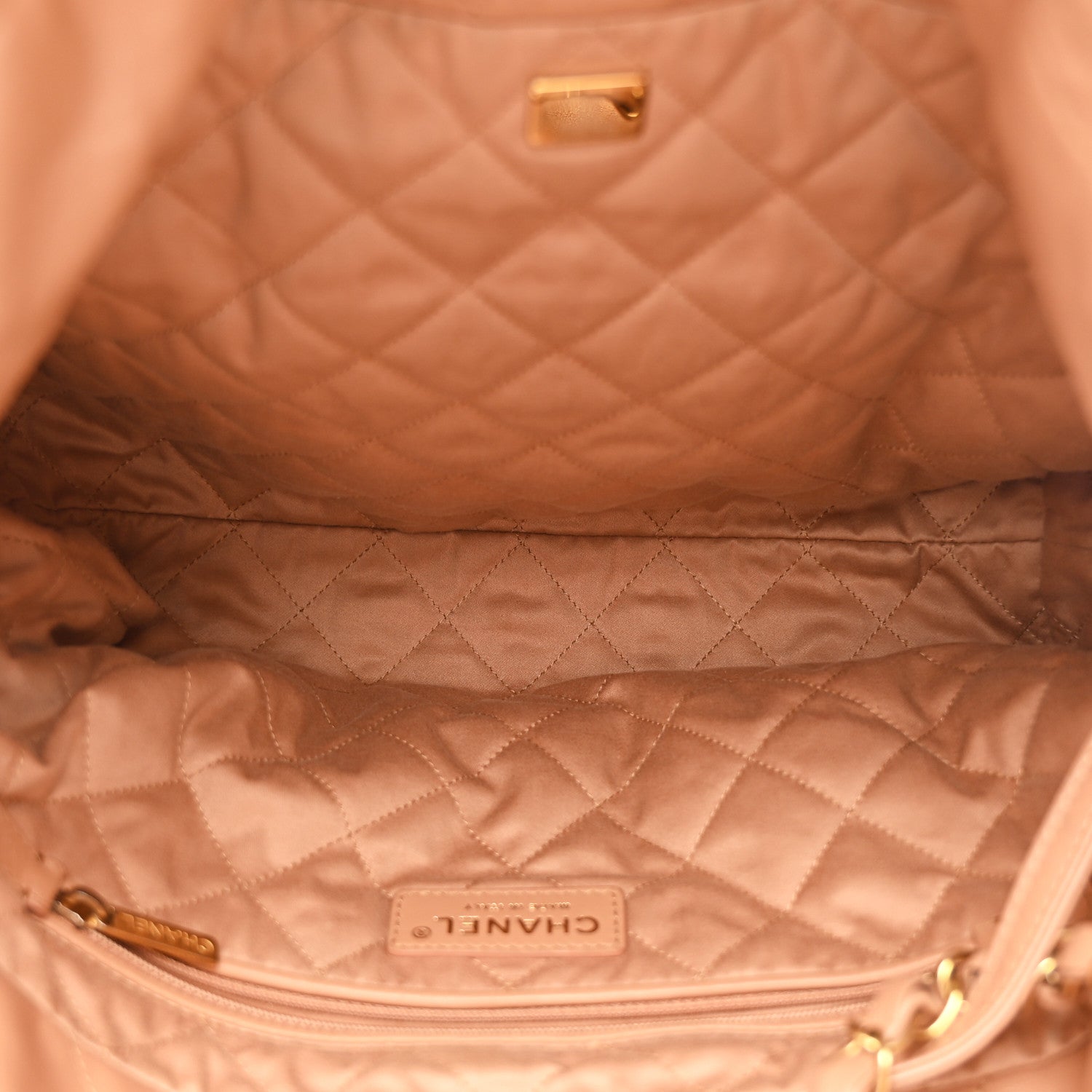 Chanel Shiny Calfskin Quilted Small Chanel 22 Beige