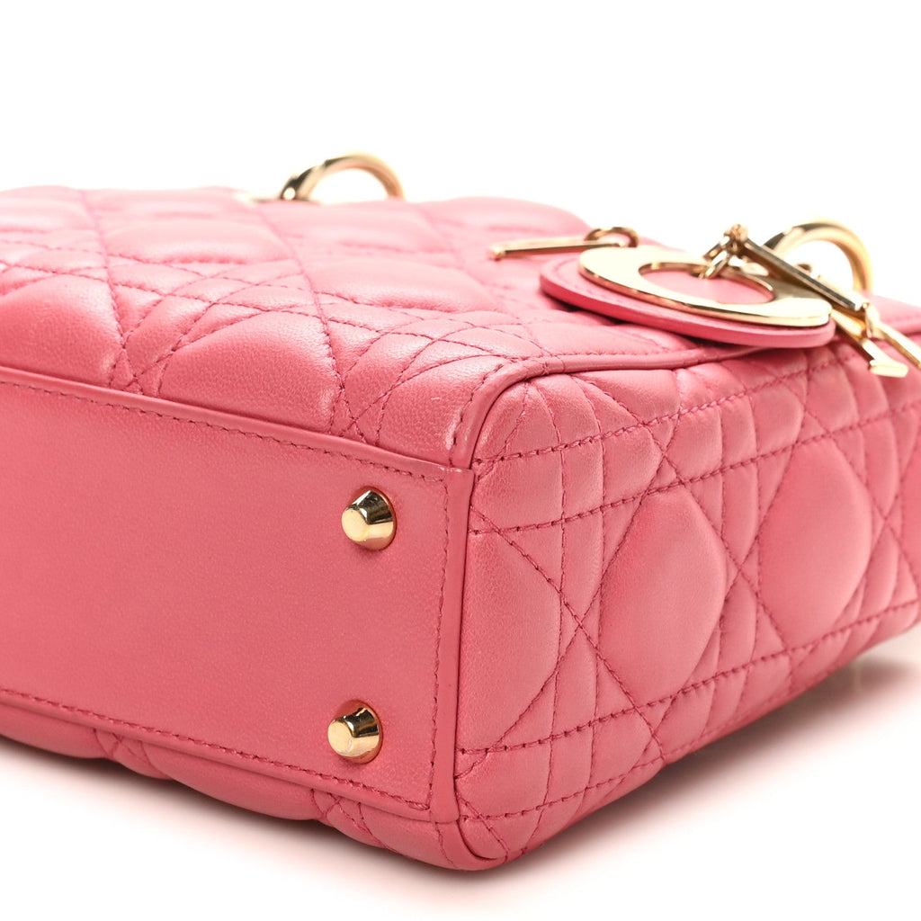 Christian Dior Lambskin Cannage Mini Lady Dior Pink