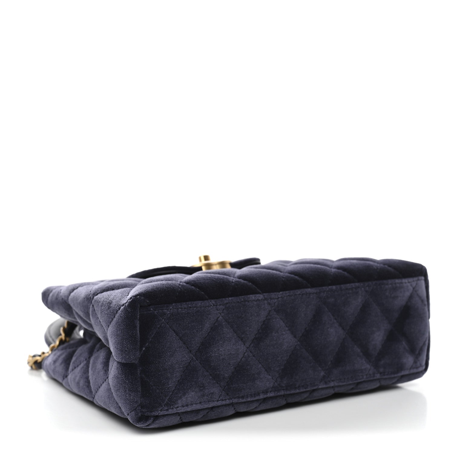 Chanel Velvet Quilted Nano Kelly Shopper Navy