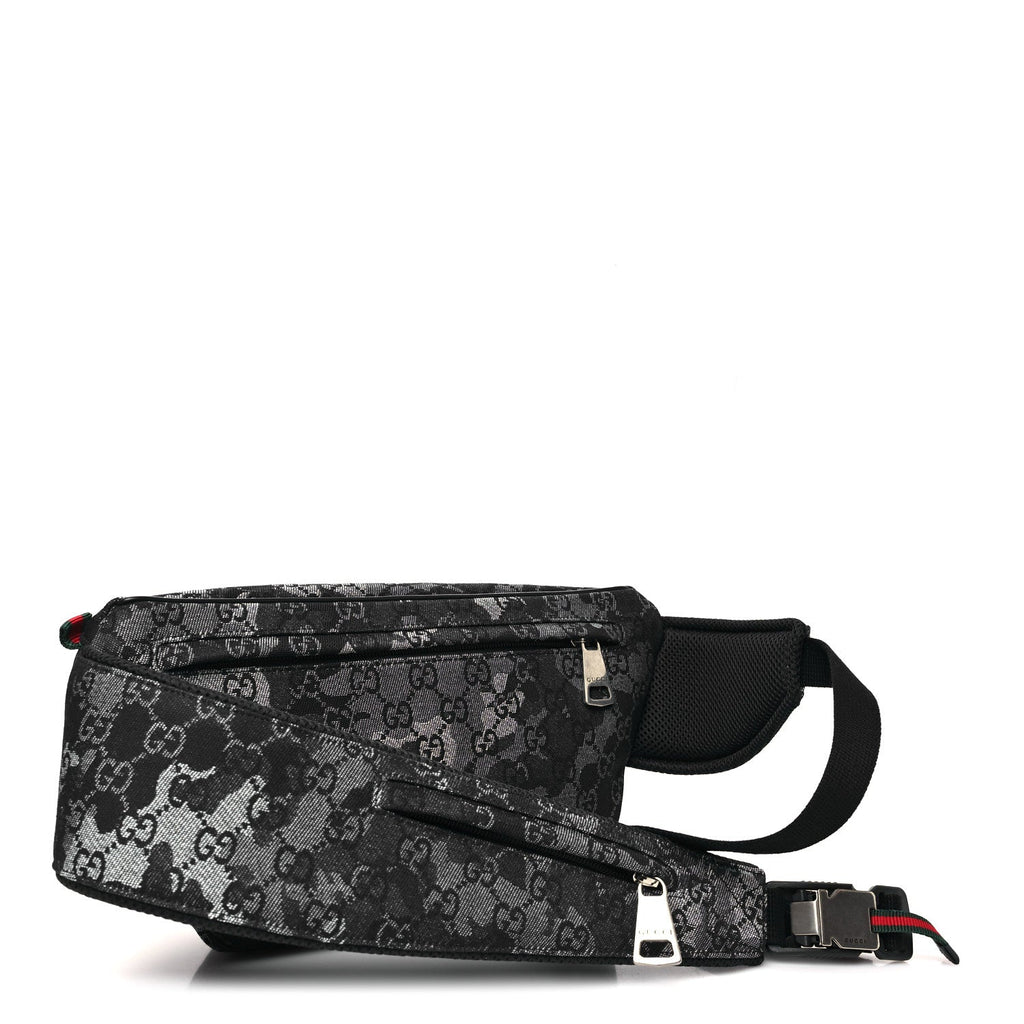 Gucci Denim Monogram Web Belt Bag Blue Multicolor