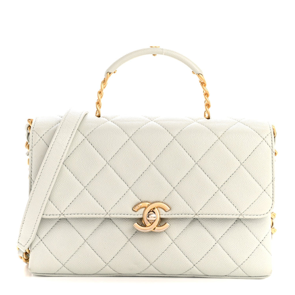 Chanel Caviar Quilted Medium Carry Me Top Handle Flap Light Blue