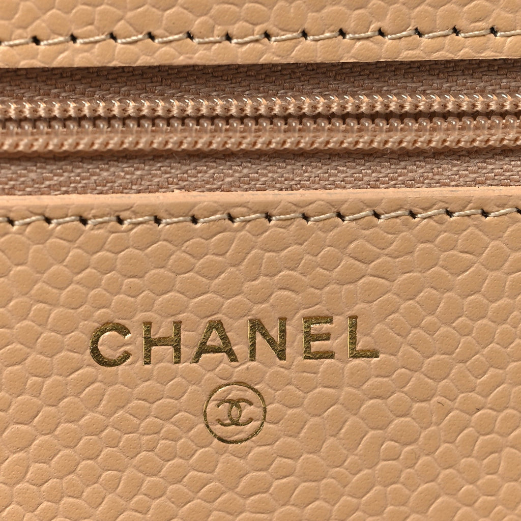 Chanel Caviar Quilted Wallet on Chain WOC Beige