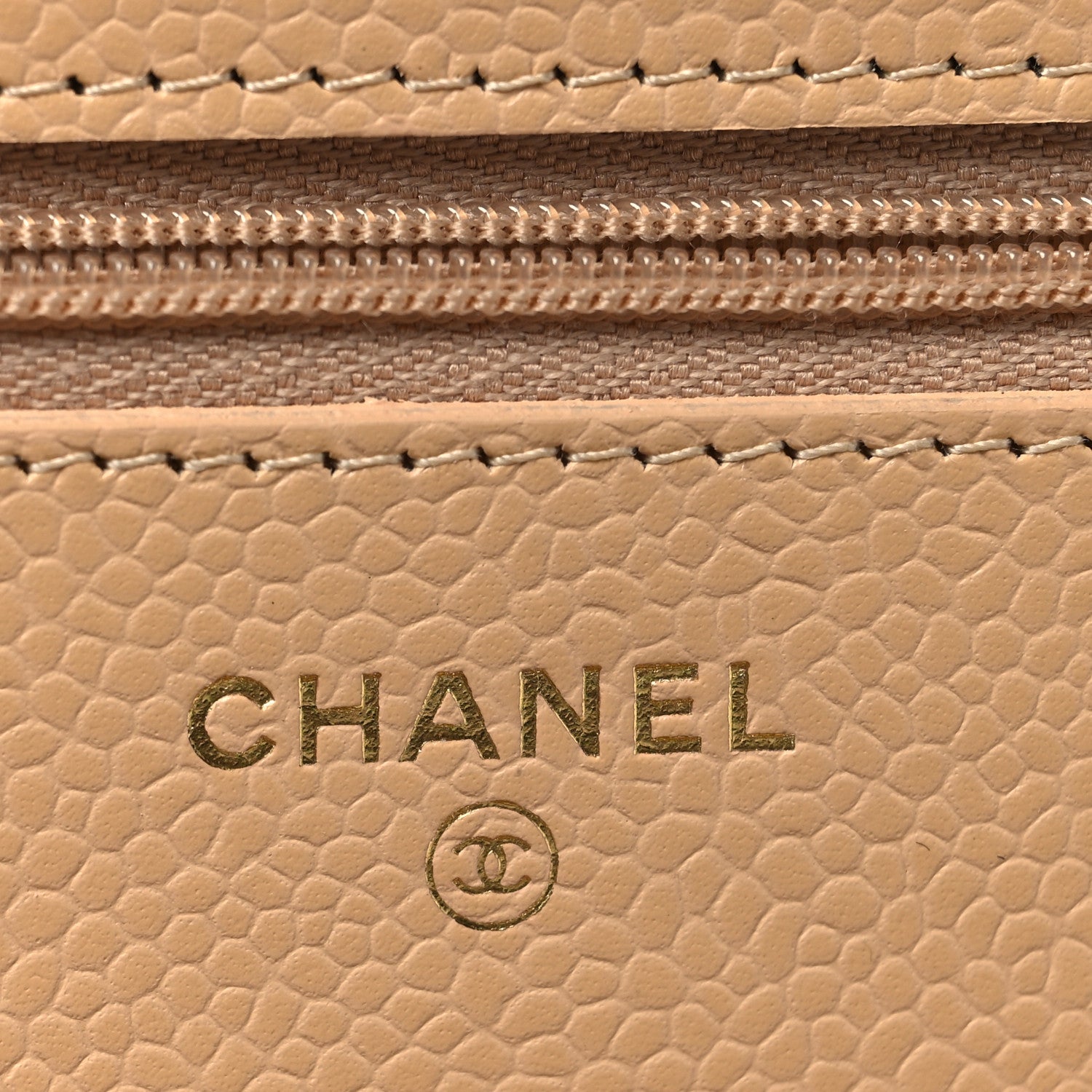 Chanel Caviar Quilted Wallet on Chain WOC Beige