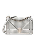 Christian Dior Metallic Patent Micro-Cannage Medium Diorama Flap Bag Silver