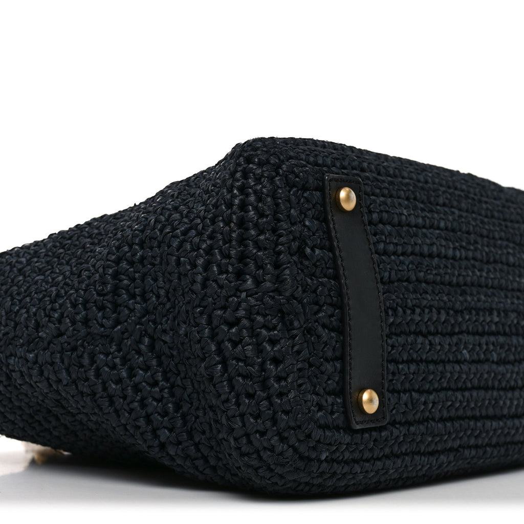 Chanel Straw Raffia Tote Black