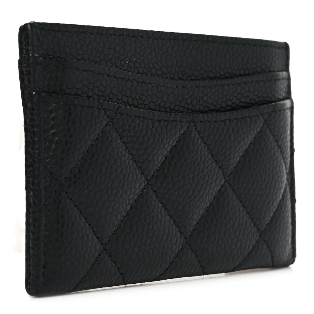 Caviar Quilted Card Holder Black