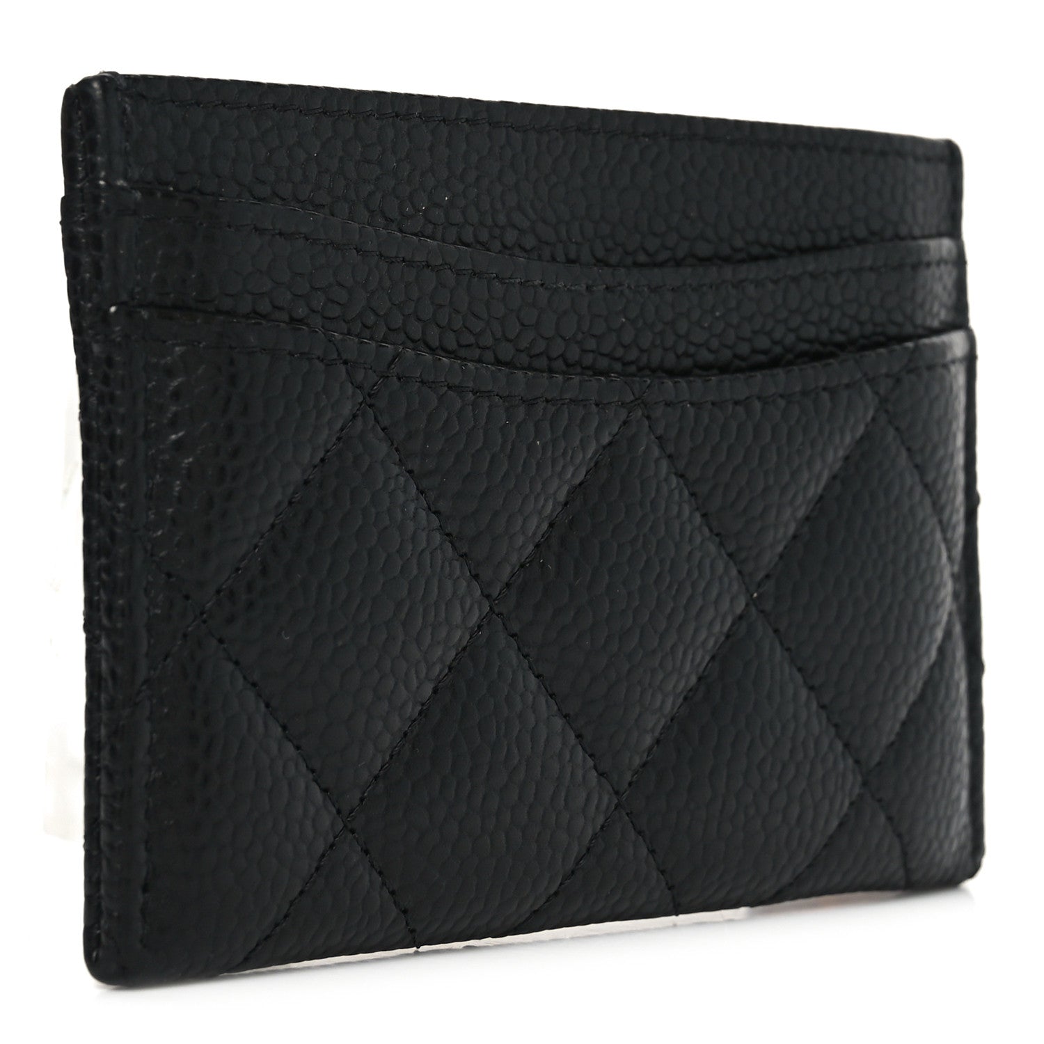 Caviar Quilted Card Holder Black