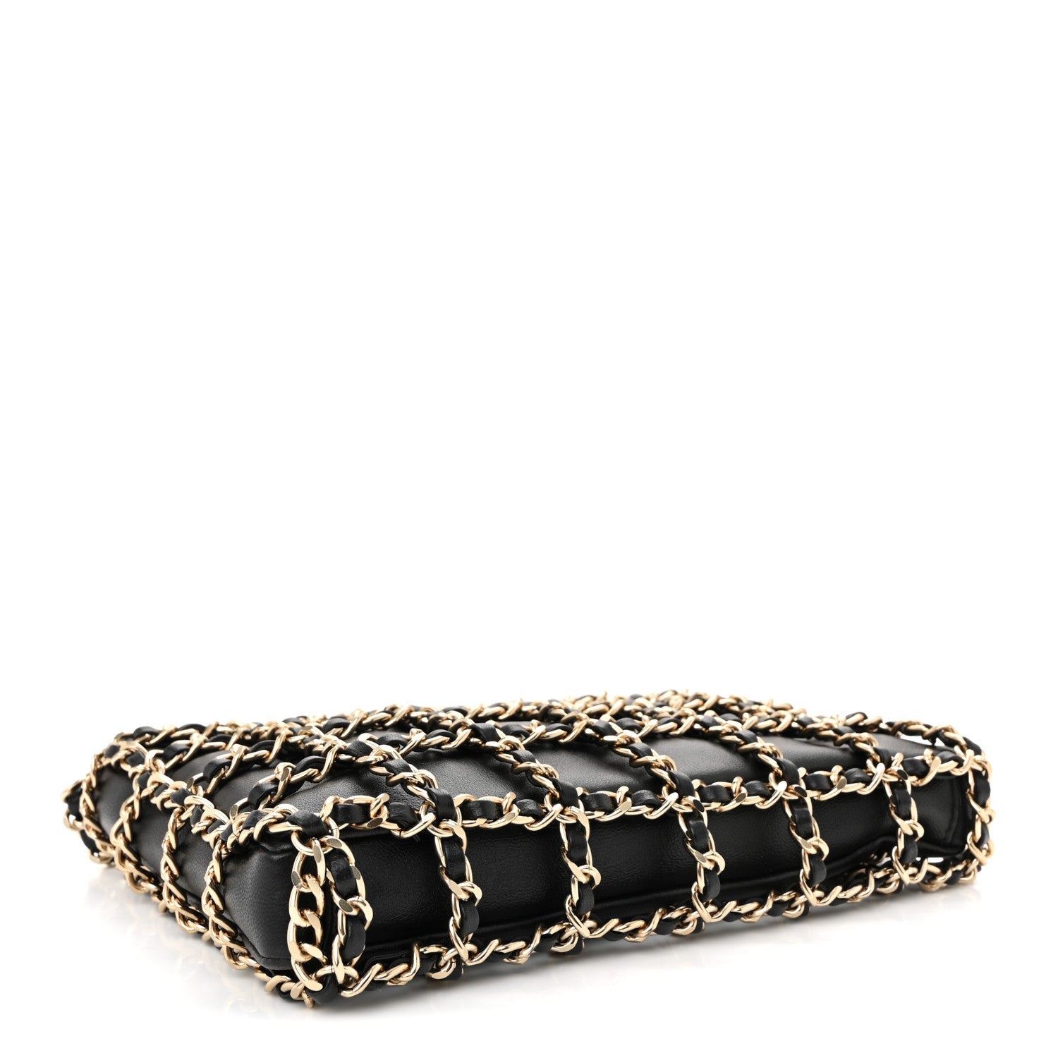 Chanel Lambskin Chain Frame Shoulder Bag Black