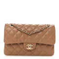Chanel Lambskin Quilted Small Double Flap Brown