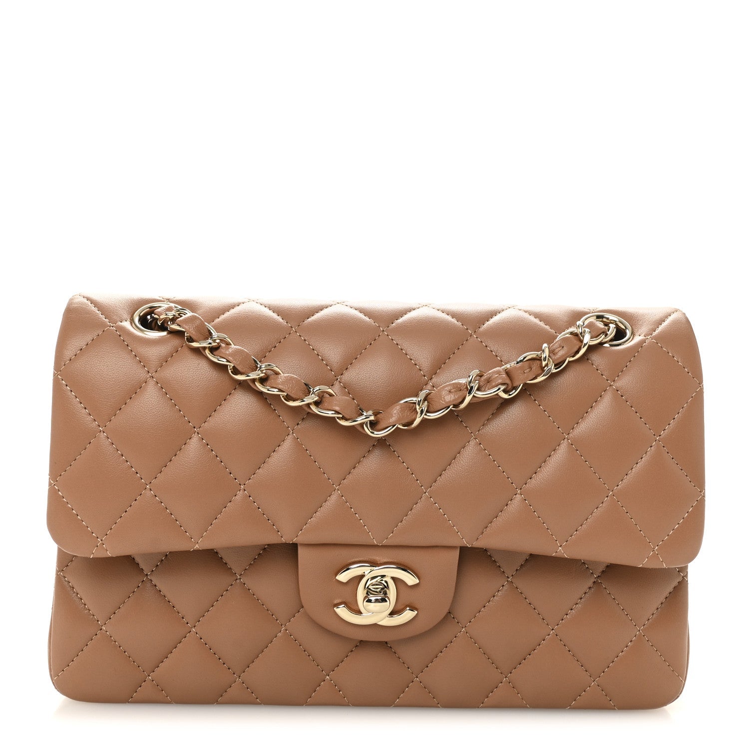 Chanel Lambskin Quilted Small Double Flap Brown