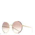 Prada Metal Enamel Oversized Round Sunglasses SPR 59X Pink Gold