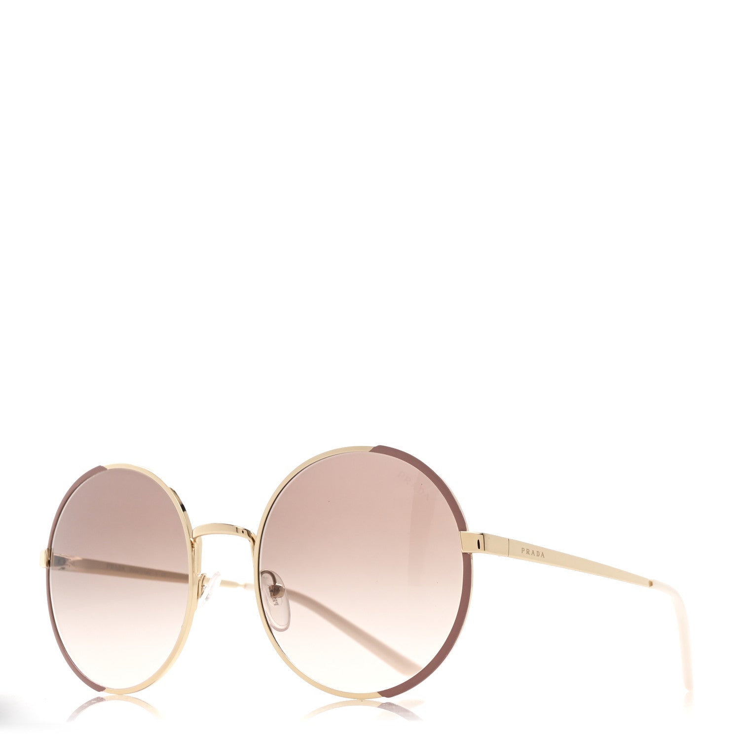 Prada Metal Enamel Oversized Round Sunglasses SPR 59X Pink Gold
