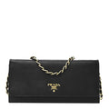 Prada Saffiano Metal Oro Chain Wallet Black