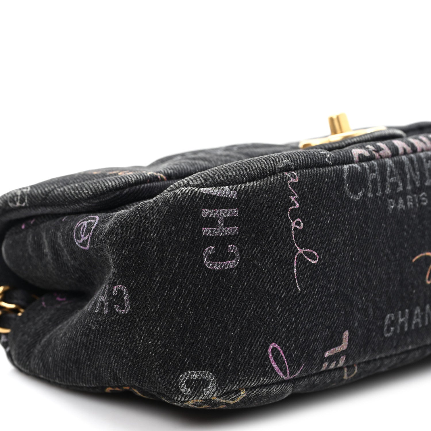 Chanel Denim Quilted Denim Mood Mini Rectangular Flap Black Multicolor
