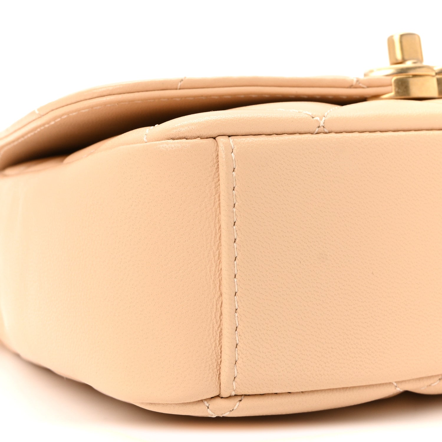 Chanel Lambskin Quilted CC Coin Flap Bag Beige