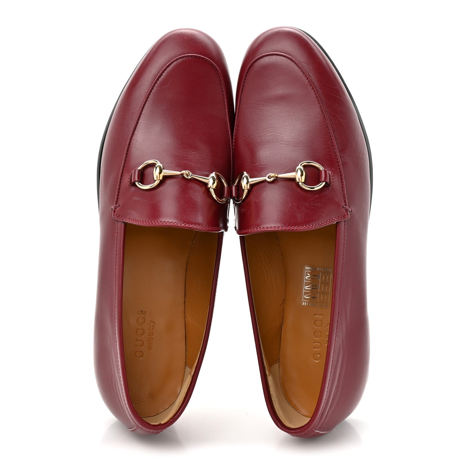 Gucci Betis Glamour Calfskin Womens Jordaan Loafers 37 Rosso Ancora