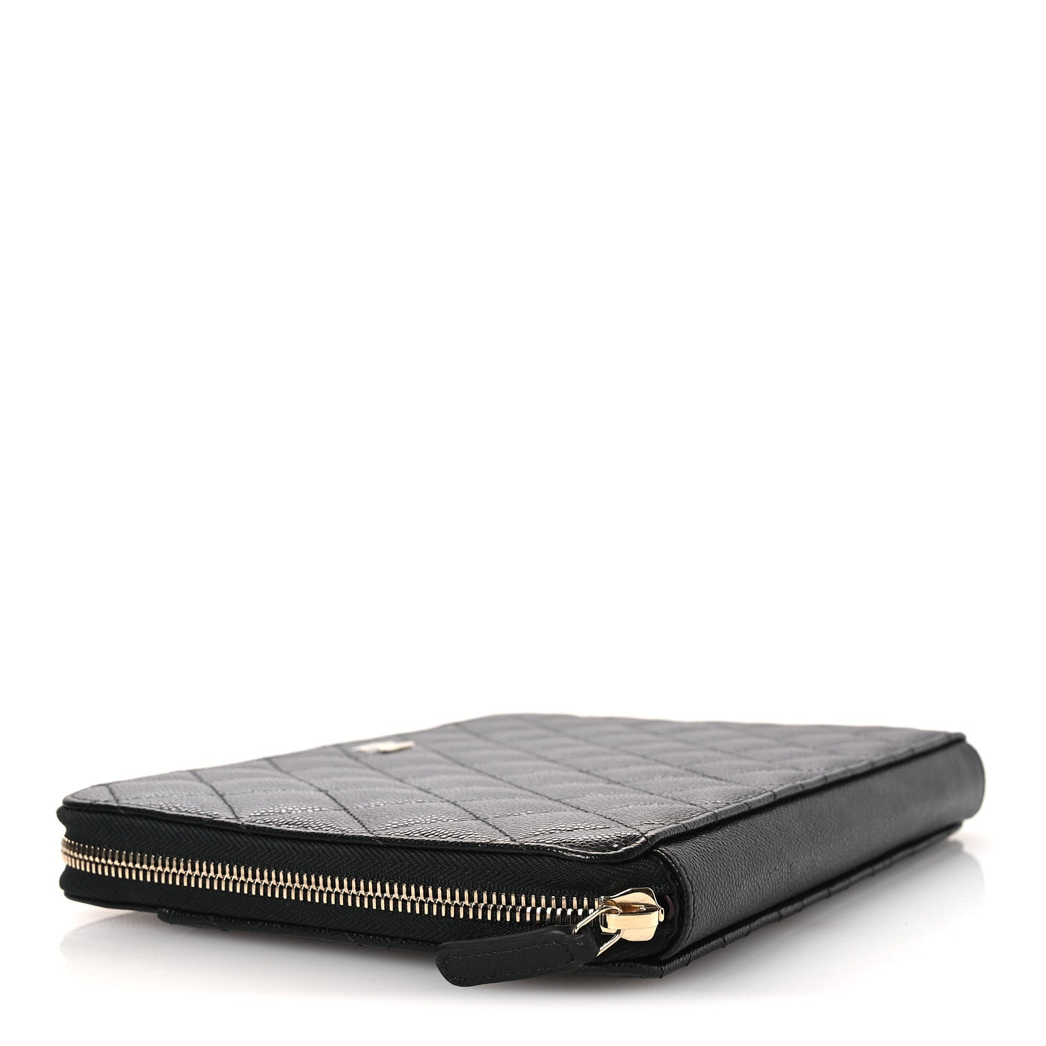 Caviar Quilted Zipped Travel Pouch Black